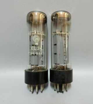Matched Pair El34 / 6ca7 Rft Vintage Vacuum Pentode Audio Tubes Strong Test 90