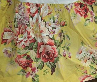 Vintage Ralph Lauren Floral Queen Bed Skirt Dust Ruffle Cabbage Roses