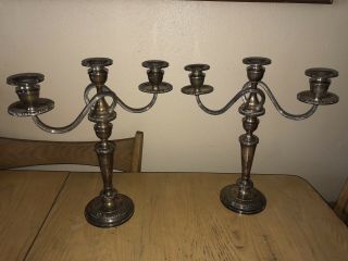 Mueck - Carey Co Weighted Sterling Three Light Candelabras/candlesticks