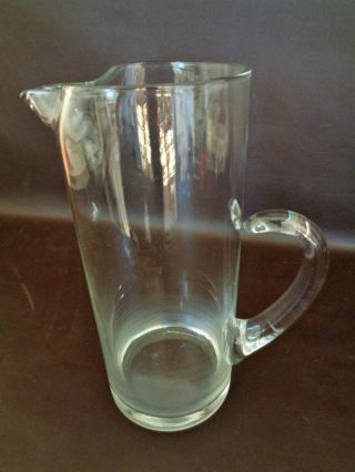 Vintage Tall Clear Glass Water Pitcher (8b028)