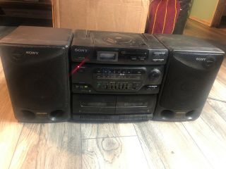 Vintage Portable Am/fm/dual Cassette Recorder Player/cd Sony Cfd - 560 Boombox