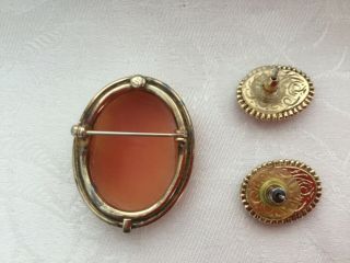 Vintage Burt Cassell Cameo Brooch Pin and Earrings Set - Brooch is 12K GF 2