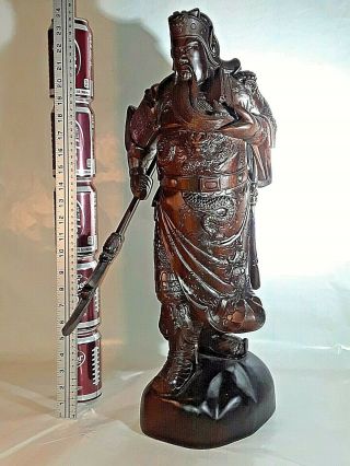 Chinese Warrior Guangong Guan Gong Yu God Dragon Knife 24 " Statue Carving.  24 "