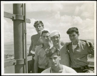 Handsome Hotties Shirtless Sailor Men Affectionate Hugs Vintage Photo Gay Int