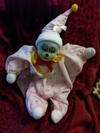 Porcelain Head Clown Doll 6 " Vintage.  Painted Face