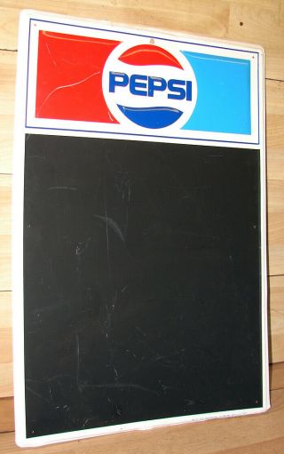 Vintage Stout Embossed Pepsi Cola Chalkboard Menu Advertising Metal Sign 1987