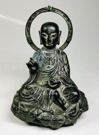 Antique 19th Century Bronze Sitting Karana Mudra Meditation Buddha