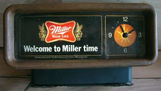 Vintage 1983 Miller High Life Beer Lighted Advertising Cash Register Clock Sign