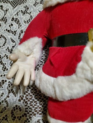 Vintage Santa Claus rubber Face hands corduroy Body Christmas mid century 2