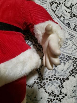Vintage Santa Claus rubber Face hands corduroy Body Christmas mid century 3