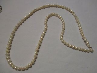 Vintage 6mm Cultured Freshwater Pearls 26 " 14k Gold Necklace/strand