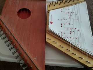 2 Vintage 16 Inch 15 String Wedge Lap Harp Dulcimer And First Act Harp