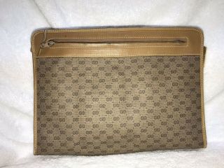 Vintage Gucci GG Monogram Canvas Leather Cosmetic Makeup Toiletry Bag 2