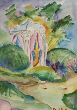 Vintage French Fauvist Landscape Watercolor Painting Signed Raoul Dufy