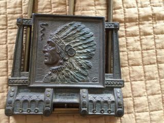 Antique Judd Native American Indian Chief Adjustable Cast Brass Bronze Book Rack