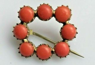 Antique Georgian Coral Gold Lace Pin / Brooch