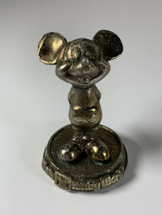 Vintage Disney World Mickey Mouse Brass Paperweight 3” Tall
