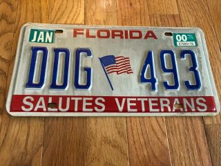 2000 Florida Salutes Veterans License Plate