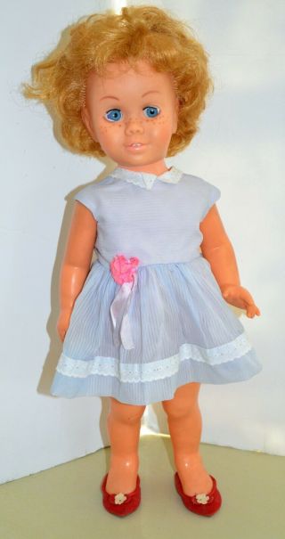 Vintage Chatty Cathy Canadian Doll 1960s Dress,  Shoes Blonde