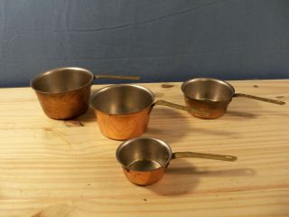 Vintage 4 Piece Copper Measuring Cup Set - 2,  4,  6.  & 8 Ounce