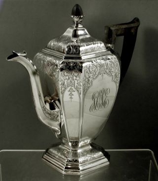 Gorham Sterling Silver Coffee Pot 1917 Hand Decorated 3