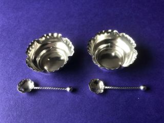 Victorian Sterling Silver Salts & Spoons,  J.  M.  Banks,  Birmingham,  1892