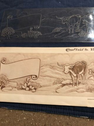 Vintage Craftaid Leather Template Pattern 1950 ' s Craft Aid 2290 Cattle 3