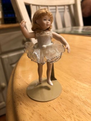 Vintage Miniature Porcelain Ballerina 3 1/2 " Doll On A Stand - Adorable