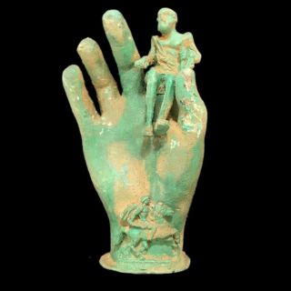 Rare Ancient Roman Bronze Life Size Hand With Horse And Rider.  - 200 - 400 Ad (1)