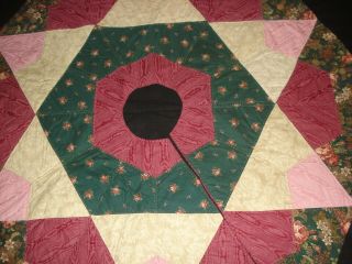 Vintage Victorian Quilted Star Pattern Multi Colored Tree Skirt