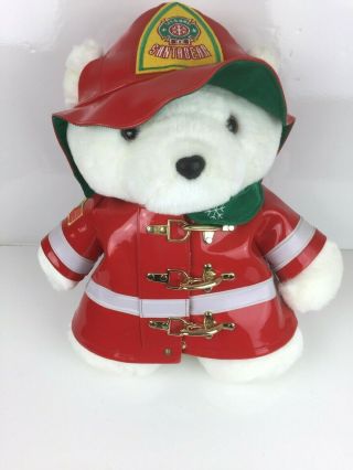 Vintage 1996 Dayton Hudson Fire Safety Fireman Santa Bear Plush Teddy Bear