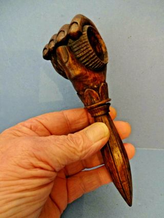 Late 19thc Carved Solid Oak Treen Clenched Fist Nut Cracker,  C 1890 - 1901