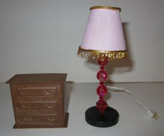 Vintage Light Up Dollhouse Princess Floor Lamp & Battery Pack Dresser