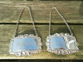 Sterling Silver Port & Sherry Decanter Labels Hm Sheffield 1971 Francis Howard