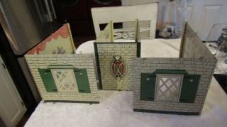 Vintage T Cohn Tin Metal Litho Doll House Set 3 Matching Interior Walls 1950s