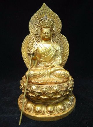 3.  3kg Rare Large Old Chinese Bronze " The King Of Inferno " Buddha Statue " Xuande "