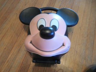 Vintage Walt Disney Aladdin Mickey Mouse Head Lunch Box With Thermos