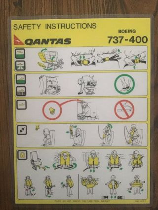 Qantas Airways Boeing 737 - 400 Safety Card: