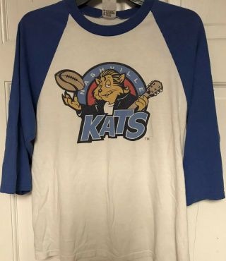 Vintage Nashville Kats Arena Football 3/4 Sleeve Double Sided T - Shirt,  Mens S