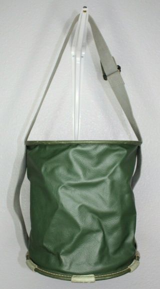 Vintage Collapsible Green Leather Water Feed Bag Bucket