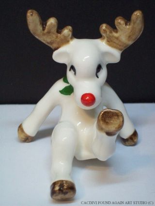 Vintage Fitz & Floyd Tumbling Christmas Reindeer Ceramic Figurine Japan Labels C