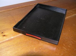 Vintage Yamanaka Made in Japan Small Ridged Black Plastic Tray with Red Handles 2
