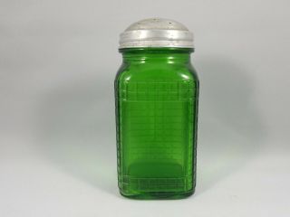 Vintage Owens Illinois Green Depression Glass Ribbed Salt Or Pepper Shaker Sugar