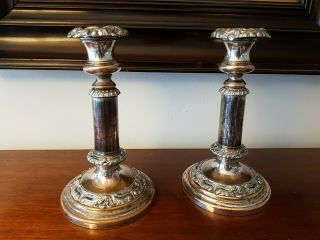 Antique Old Sheffield Plate Telescopic Candlesticks A/f