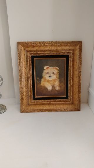 ANTIQUE OIL PAINTING (Norfolk ?) TERRIER DOG,  AFTER MAUD EARL period 3
