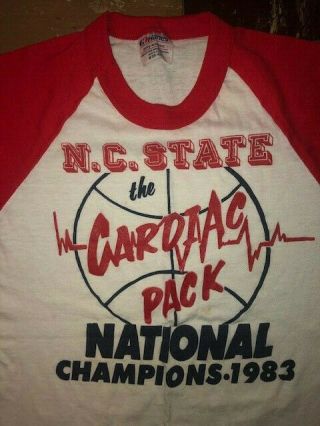 Nc North Carolina State Wolfpack Vtg 80s 1983 National Champs T Shirt Jersey S/m