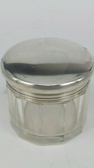 1923 Art Deco Silver Topped Glass Vanity Box