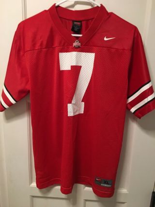 Nike Team Ohio State Buckeyes 7 Youth Size Xl Screened Football Home Jersey