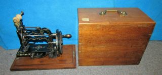 Antique James G Weir Chainstitch Handcrank Soho London Sewing Machine Case Wkey