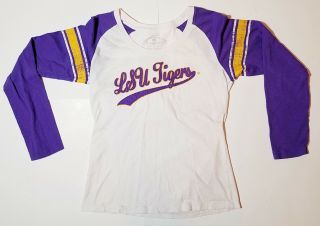 Lsu Tigers Long Sleeve Shirt By Colosseum White Purple Womens Size Large